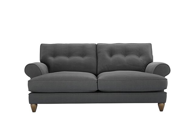 The Lounge Co. - Bronwyn 3 Seater Fabric Classic Back Foam Fill Sofa with Washed Oak Feet - Slate Shadow