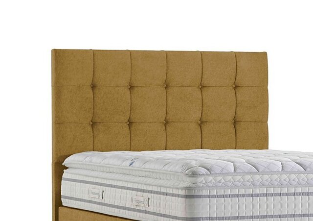 Sleepeezee - Apex Floor Standing Headboard - Double - Tweed Mustard
