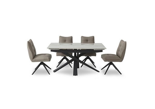 Germain Extending Dining Table and 4 Swivel Chairs - 150-cm - Taupe