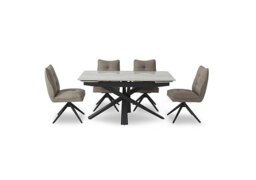 Germain Extending Dining Table and 4 Swivel Chairs - 150-cm - Taupe