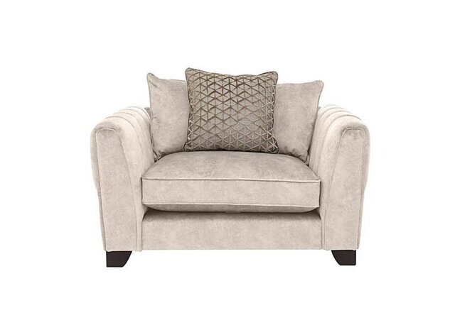 Mariah Scatter Back Fabric Snuggler Chair with Brass Insert - Dapple Cream with Brass Insert