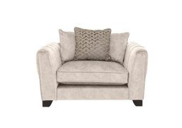 Mariah Scatter Back Fabric Snuggler Chair with Brass Insert - Dapple Cream with Brass Insert