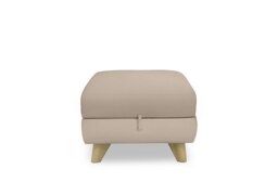 World of Leather - Malmo Leather Storage Footstool - BV Pebble
