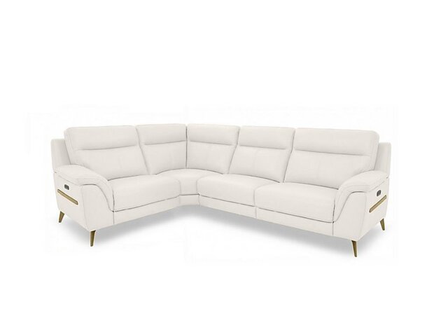 World of Leather - Eclipse Small Leather Power Recliner Left Hand Facing Corner Sofa with Power Headrests - Star White