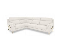 World of Leather - Eclipse Small Leather Power Recliner Left Hand Facing Corner Sofa with Power Headrests - Star White