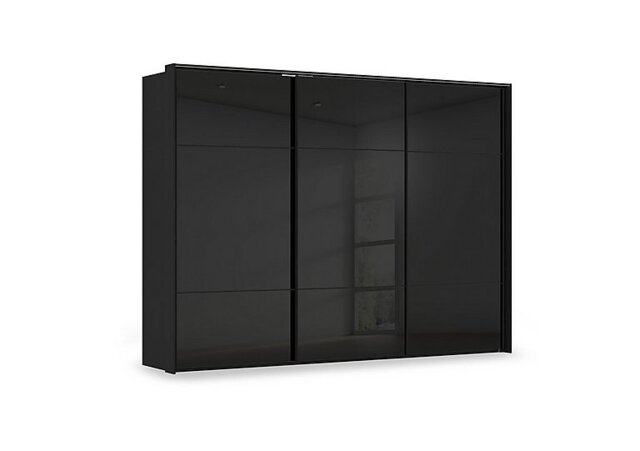 Rauch - Haven 310cm 3 Door Slider Wardrobe with Glass Doors and Lights - Black Glass