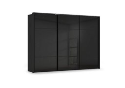 Rauch - Haven 310cm 3 Door Slider Wardrobe with Glass Doors and Lights - Black Glass