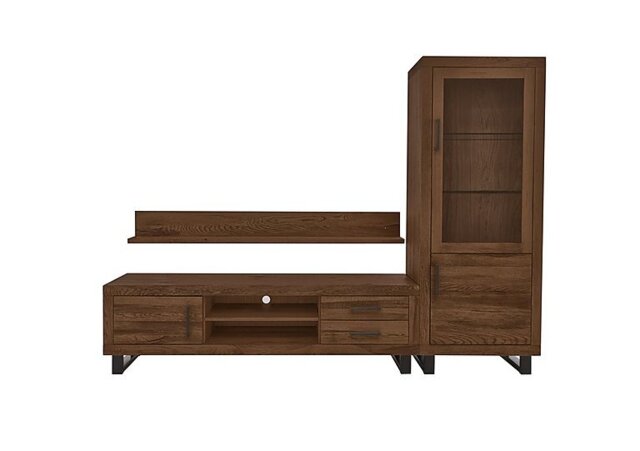 Bodahl - Terra Large Media Set with TV Unit, Small Right Hand Facing Display Cabinet and 180cm Wall Shelf - Desert