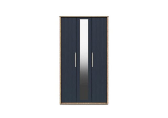 London Bedrooms - Chelsea 3 Door Tall Wardrobe with Mirror Door and Gold Handles - Royal Blue