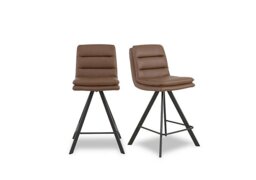 Njord Pair of Faux Leather Swivel Bar Stools
