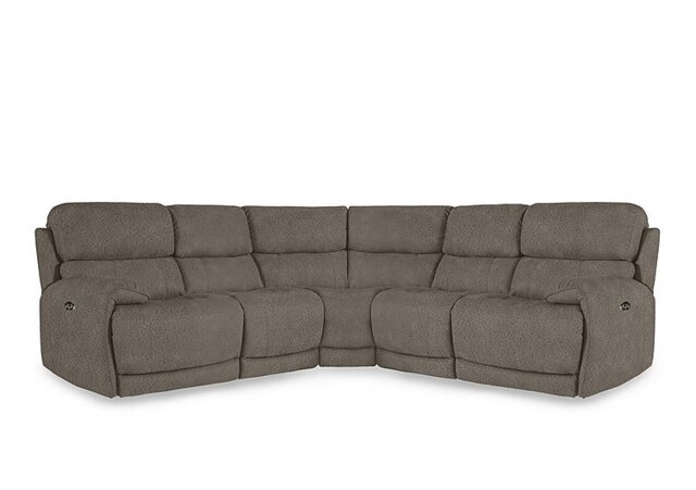 Link Fabric Large Power Recliner Corner Sofa with Power Headrests - Silver