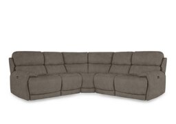 Link Fabric Large Power Recliner Corner Sofa with Power Headrests - Silver