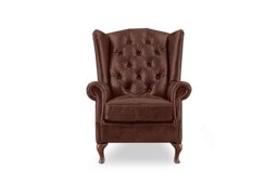 At The Helm - Harriet Leather Wing Chair with Walnut Feet