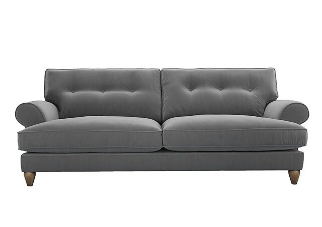 The Lounge Co. - Bronwyn 4 Seater Fabric Classic Back Fibre Fill Sofa With Walnut Feet - Koala Cub