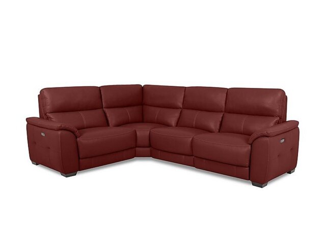 World of Leather - Saffron Small BV Leather Power Recliner Left Hand Facing Corner Sofa - BV Deep Red