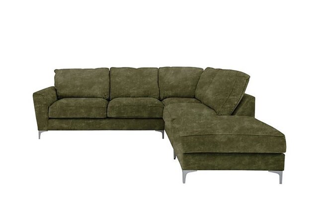 Legend Classic Back Fabric Right Hand Facing Corner Sofa with Chrome Feet - Sublime Olive