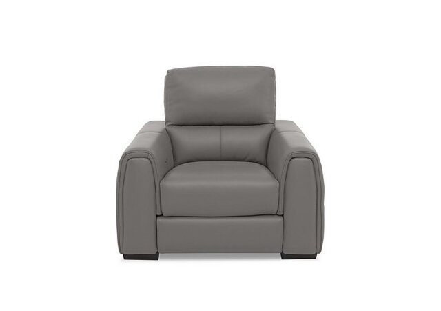World of Leather - Flex NC Leather Power Recliner Armchair with Storage Arms - NC Elephant