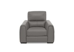 World of Leather - Flex NC Leather Power Recliner Armchair with Storage Arms - NC Elephant