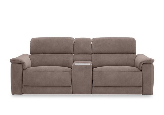 Genius Fabric 3 Seater Power Recliner Media Sofa with Power Headrests, Power Lumbar and Heated Seats - Marble Charcoal Grey