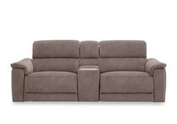 Genius Fabric 3 Seater Power Recliner Media Sofa with Power Headrests, Power Lumbar and Heated Seats - Marble Charcoal Grey