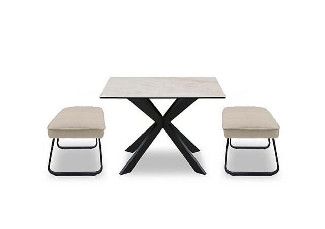 Luno Fixed Dining Table and 2 Low Benches