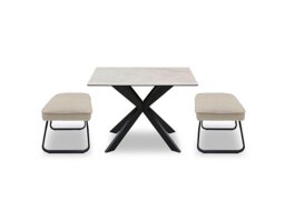 Luno Fixed Dining Table and 2 Low Benches