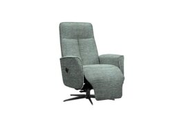 G Plan - Maribo Fabric Lift and Rise Power Recliner Chair with Power Headrest and Black Base - Waffle Marine
