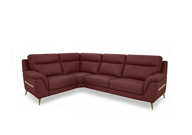 World of Leather - Eclipse Small Leather Left Hand Facing Corner Sofa - Deep Red