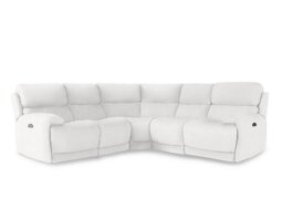 World of Leather - Link NC Leather Large Power Recliner Corner Sofa with Power Headrests - NC Star White
