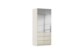 Rauch - Haven 101cm 2 Door Combi Wardrobe with Mirror Doors and Glass Drawers