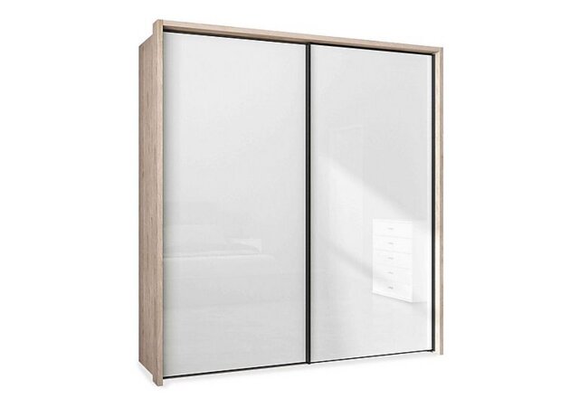 Wiemann - Dallas 210cm 2 Door Sliding Glass Wardrobe - Holm Oak and White