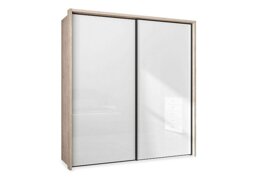 Wiemann - Dallas 210cm 2 Door Sliding Glass Wardrobe - Holm Oak and White
