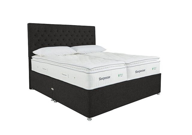Sleepeezee - Natural Touch 3000 Pillowtop Zip and Link Divan Set with Continental Drawers - Tweed Charcoal