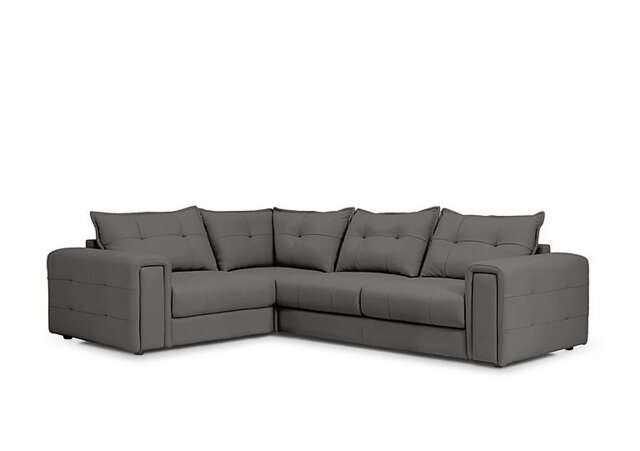 Goliath Leather Left Hand Facing Corner Sofa with Storage Drawers - Elephant