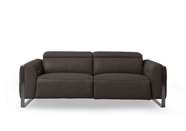 Gisella Leather 3 Seater Power Recliner Sofa with Power Headrests - Storm
