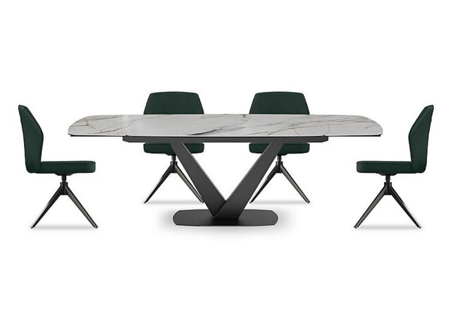 Julio Medium 160cm Draw Leaf Extending Dining Table in Fiorentio Marble Ceramic with 4 Chairs