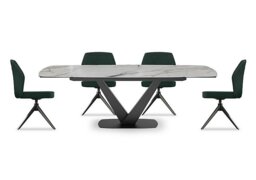 Julio Medium 160cm Draw Leaf Extending Dining Table in Fiorentio Marble Ceramic with 4 Chairs