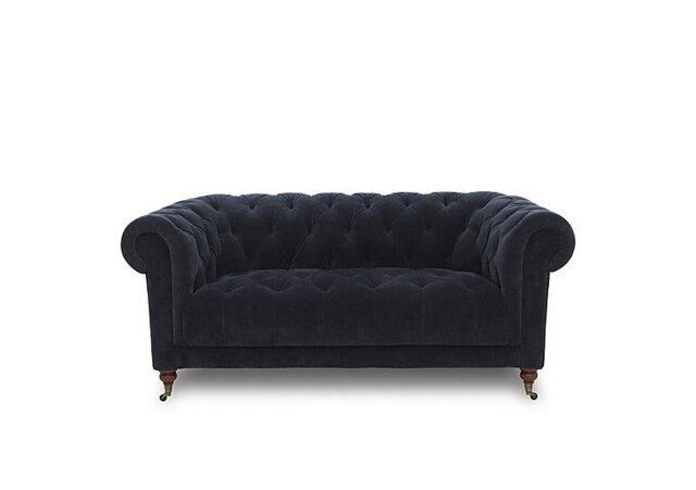 Columbus Fabric 2 Seater Sofa with Castors - Manhattan Indigo