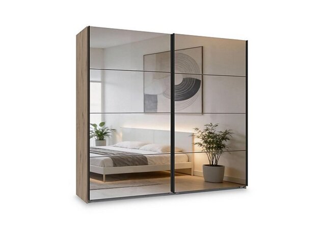 Wiemann - Antoni 180cm 2 Door Nordic Oak Sliding Wardrobe with 2 Mirror Doors