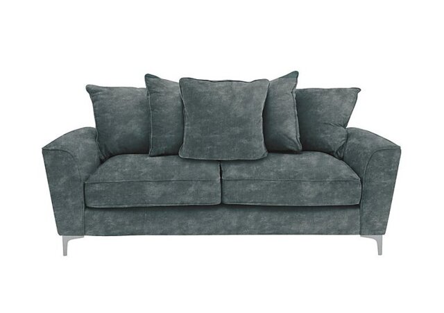 Legend 3 Seater Scatter Back Fabric Sofa with Chrome Feet - Sublime Aqua