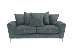 Legend 3 Seater Scatter Back Fabric Sofa with Chrome Feet - Sublime Aqua