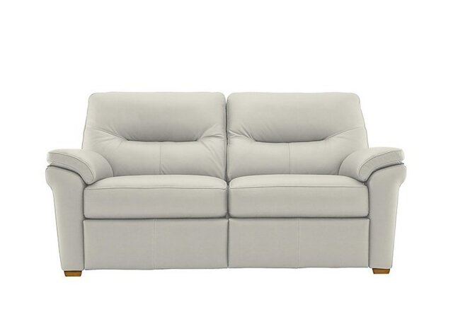 G Plan - Seattle 2.5 Seater Leather Sofa with Wooden Feet - Oxford Light Grey