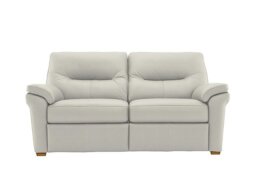 G Plan - Seattle 2.5 Seater Leather Sofa with Wooden Feet - Oxford Light Grey