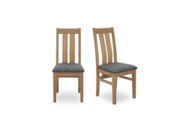 Furnitureland - Augusta Pair of Wooden Slatted Back Dining Chairs - Anthracite