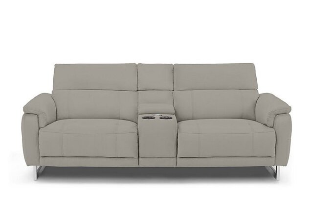 Moet 3 Seater Fabric Power Recliner Sofa with Telescopic Headrests and Smart Console - Opulence Silver