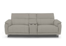 Moet 3 Seater Fabric Power Recliner Sofa with Telescopic Headrests and Smart Console - Opulence Silver