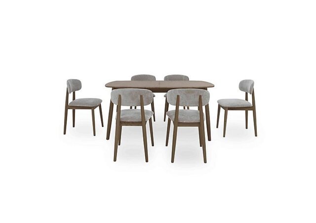 Stockholm Extending Dining Table with 6 Wooden Chairs - Dark Oak