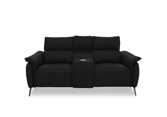 Jude Leather 2 Seater Power Recliner Sofa with Smart Console and Power Headrests - Jet Black Cat - Sofas and Armchairs - In Time for Christmas