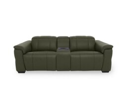 Inca NC Leather 3 Seater Power Recliner Sofa with Power Headrests and Fridge Console - Oslo Pine