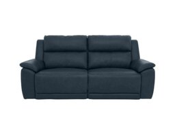 Utah 3 Seater Leather Recliner Sofa with Headrests and Power Lumbar - Natural Milled Navy